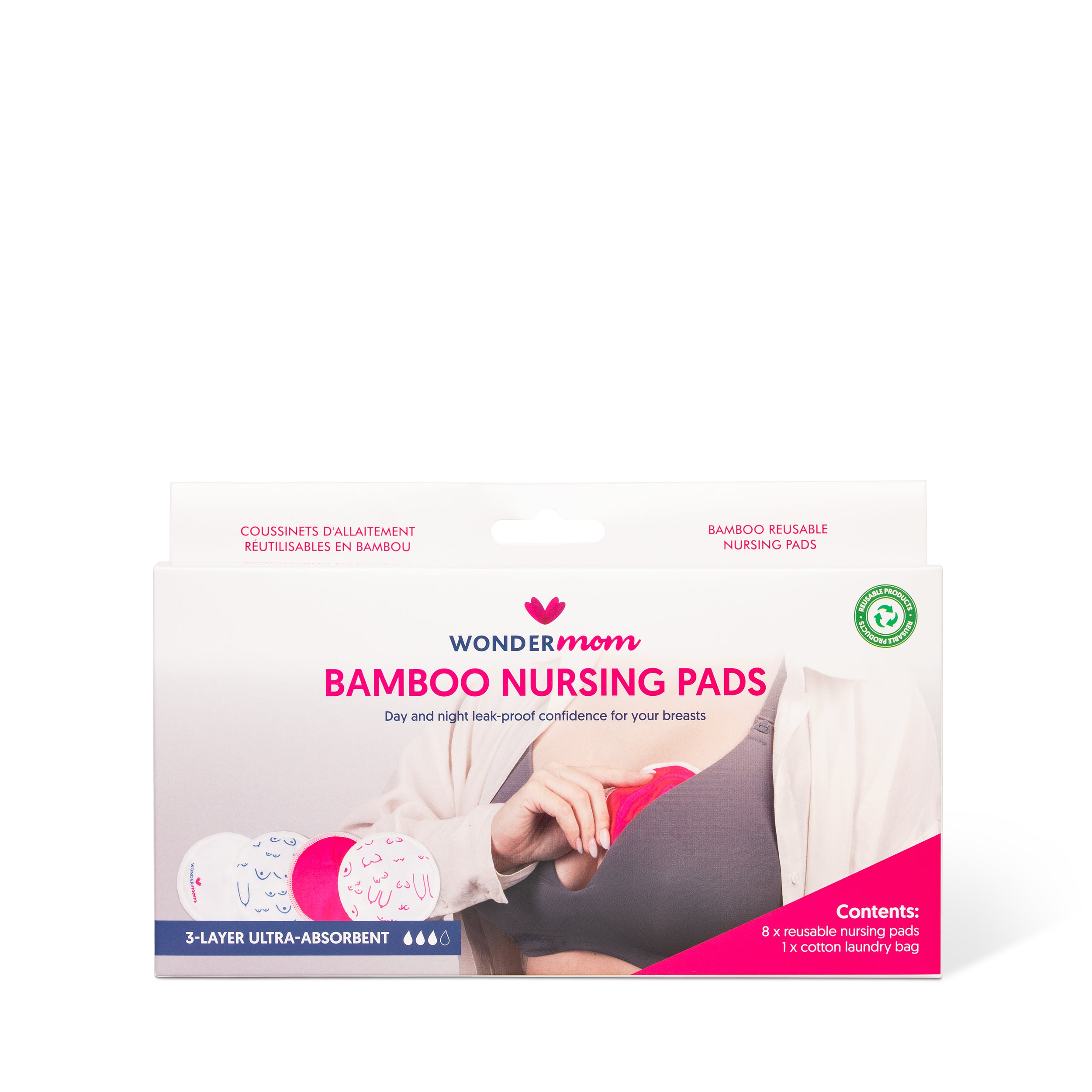 Wondermom Bamboo wasbare Zoogkompressen (8 stuks)
